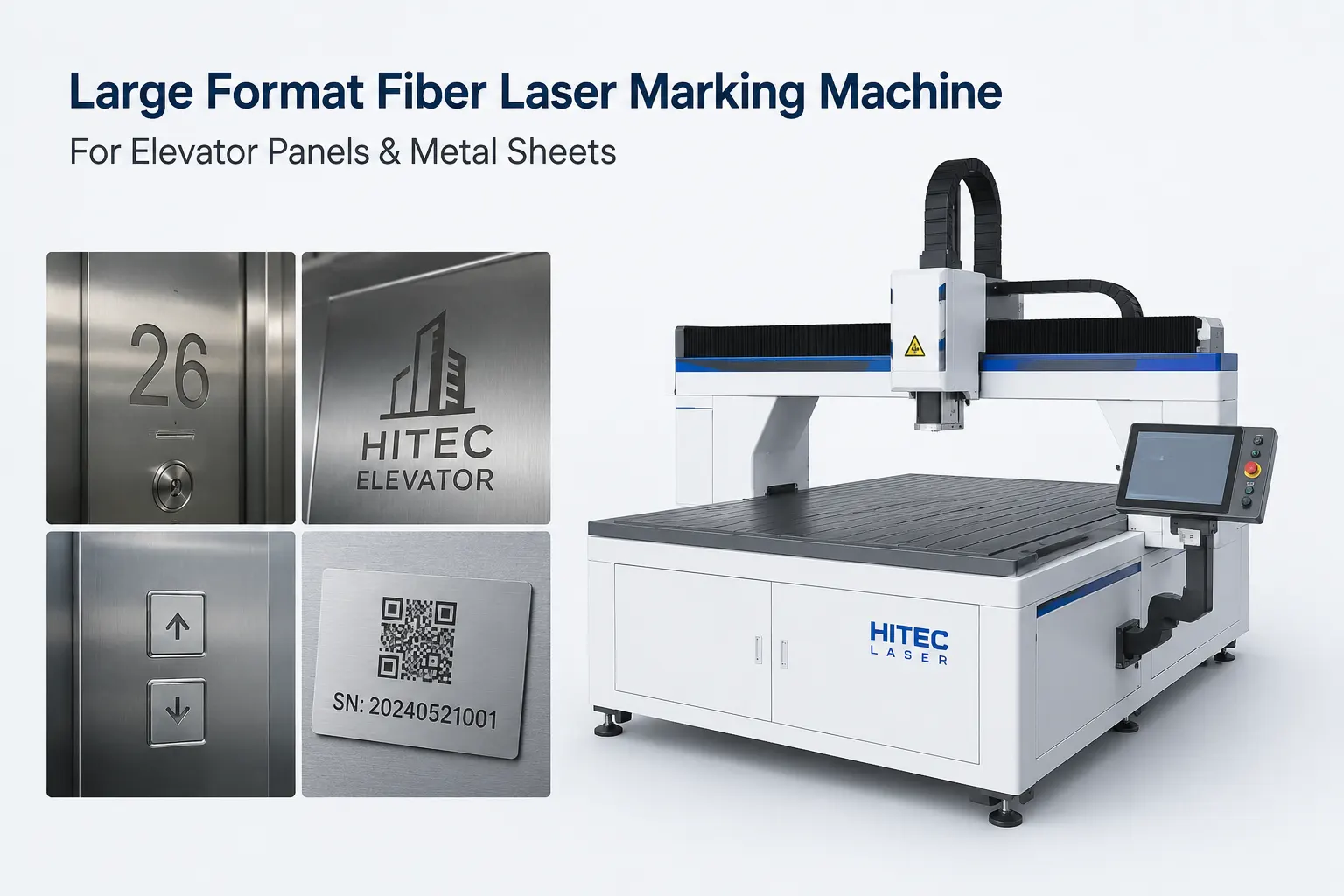 Elevator laser marking machine for stainless steel panels and safety signs