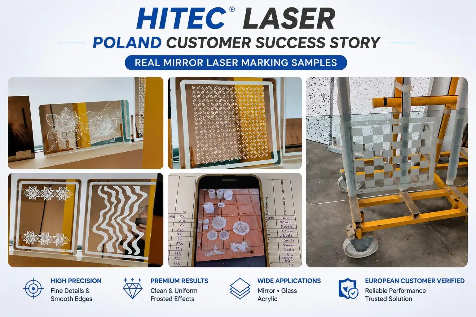 Mirror Laser Engraving Application Verified by European Customer Mirror laser engraving application verified by a European customer